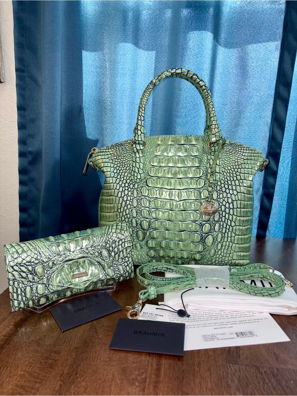 Brahmin Md. Duxbury & Veronica - Agave - Metallic Green Accents - Back Eye